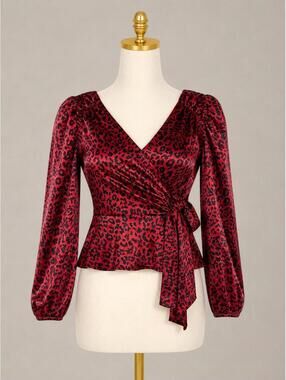 Lily White Red Leopard Wrap Top